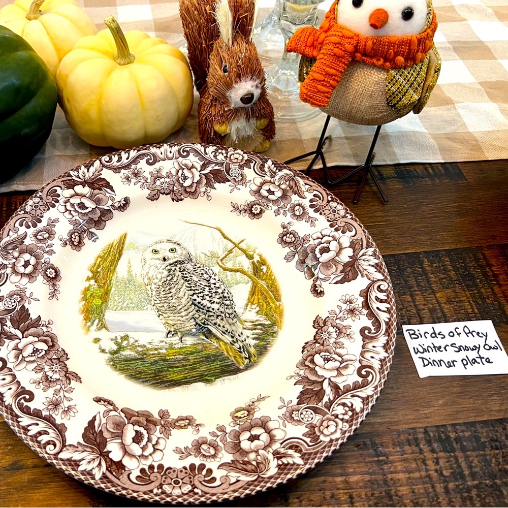 Spode Woodland Winter Snowy Owl Dinner Plate- Never Used!